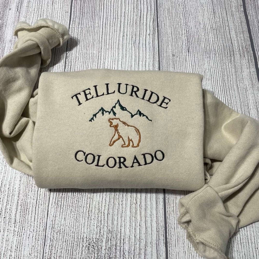 Embroidered Custom Sweatshirts, Telluride Colorado Embroidered Sweatshirt 2D Crewneck Sweatshirt For Men Women, Christmas Gift