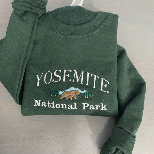 Embroidered Custom Sweatshirts, Yosemite National Park California Vintage Embroidered Sweatshirt, Christmas Gift