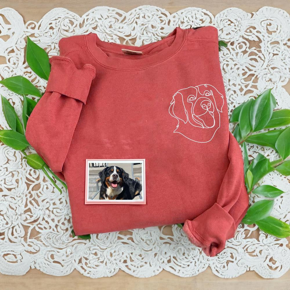 Embroidered Photo Sweatshirt, Custom Dog Embroidered Sweatshirt From Photo, Personalized Dog Lover 6 Sweatshirt With Dog Face, Christmas Gift