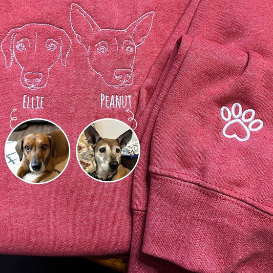 Embroidered Photo Sweatshirt, Custom Dog Embroidered Sweatshirt From Photo, Personalized Dog Lover 7 Sweatshirt With Dog Face, Christmas Gift