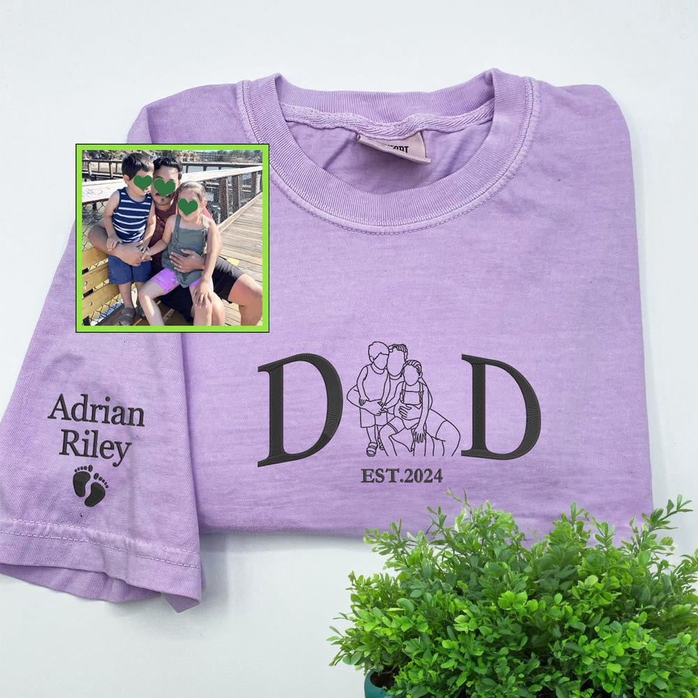 Embroidered Photo Sweatshirt, Custom Embroidered Cool Dad Photo Sweatshirt, Christmas Gift