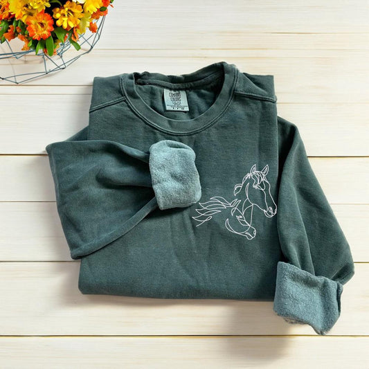 Embroidered Photo Sweatshirt, Custom Embroidered Horse Sweatshirt From Photo, Christmas Gift