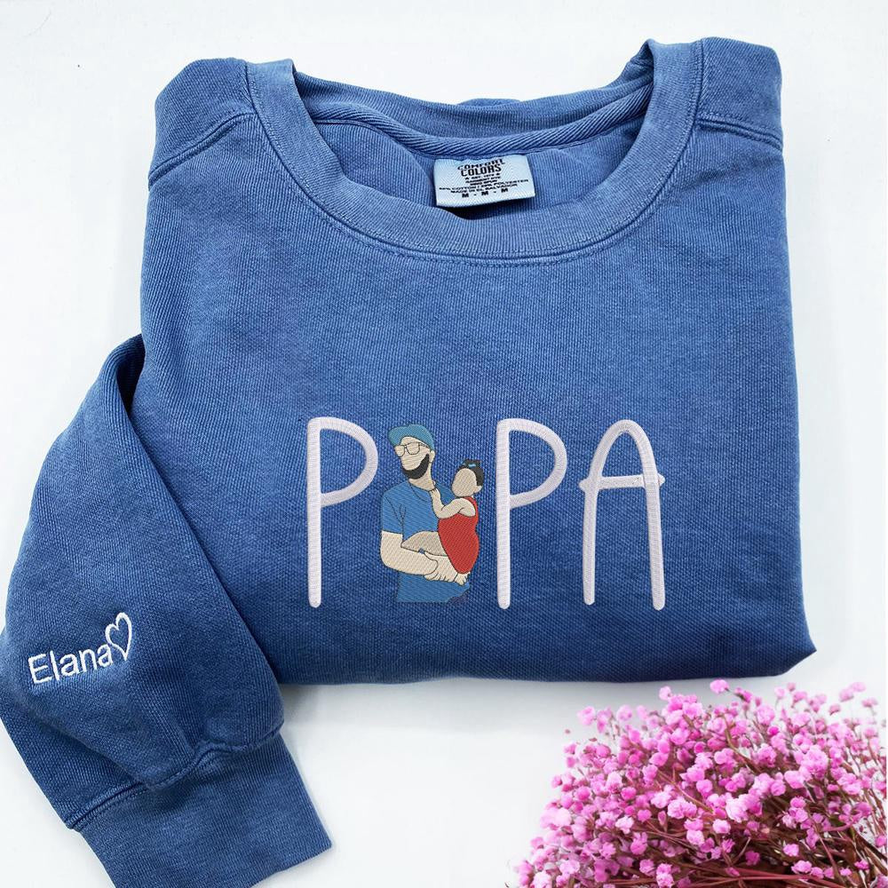 Embroidered Photo Sweatshirt, Custom Embroidered Papi Portrait From Photo 2 Sweatshirt, Christmas Gift