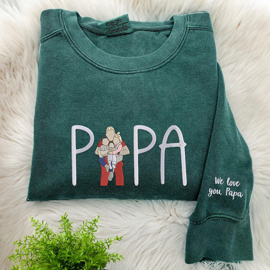 Embroidered Photo Sweatshirt, Custom Embroidered Papi Portrait From Photo 4 Sweatshirt, Christmas Gift