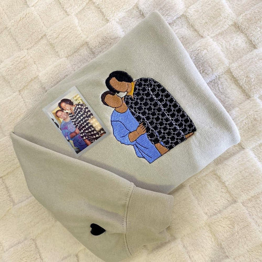 Embroidered Photo Sweatshirt, Personalized Matching Best Friend 7 Sweatshirts With Photo Outline, Icon Name, Christmas Gift