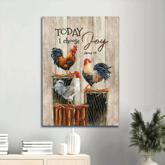 Farm Canvas, Amazing Rooster, Peace Farm, Chicken Painting Portrait Canvas, Gift For Religious Christian, Today I Choose Joy