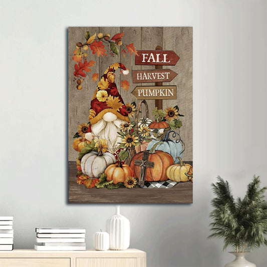 Farm Canvas, Autumn Season, Pumpkin Drawing, Autumn Leaves, Fall, Harvest, Pumpkin Portrait Canvas,Gift For Christian