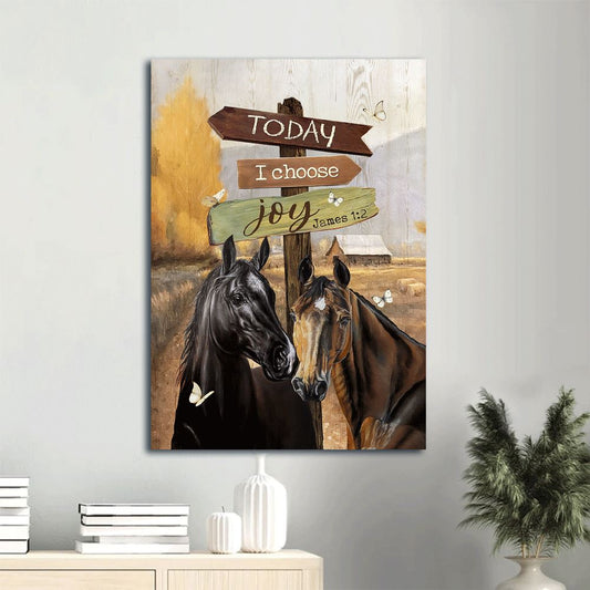 Farm Canvas, Beautiful Horse Artwork, Old Farm, Countryside Canvas, Gift For Christian, Today I Choose Joy