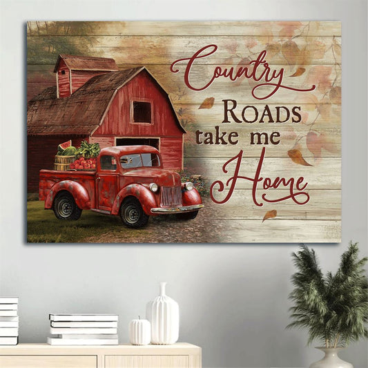Farm Canvas, Big House, Red Ladybug Car, Peace Gift For Christian Canvas, Farmhouse Canvas, Vintage Farm Prints, Farmhouse Wall Decor