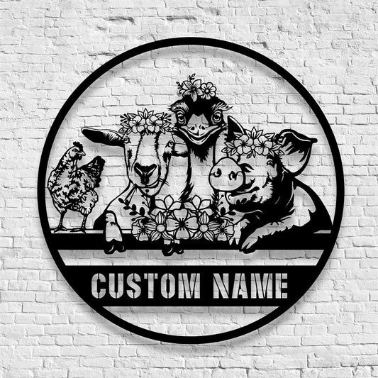 Farm Metal Sign, Custom Chicken Goat Pig Emu Bird Farmhouse Metal Wall Art, Farm Metal Wall Hangings, Farm Metal Artwork