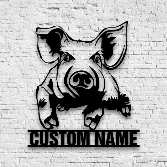 Farm Metal Sign, Custom Funny Pig Farmhouse Handmade Metal Sign, Farm Metal Wall Hangings, Farm Metal Artwork