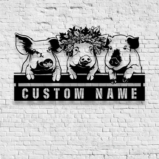 Farm Metal Sign, Custom Funny Pig Farmhouse Metal Artwork for Wall, Farm Metal Wall Hangings, Farm Metal Artwork