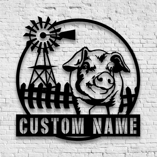 Farm Metal Sign, Custom Funny Pig Farmhouse Modern Metal Wall Decor, Farm Metal Wall Hangings, Farm Metal Artwork