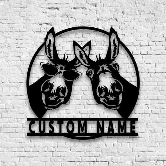 Farm Metal Sign, Custom Funny Two Donkey Farmhouse Metal Wall Decor, Farm Metal Wall Hangings, Farm Metal Artwork