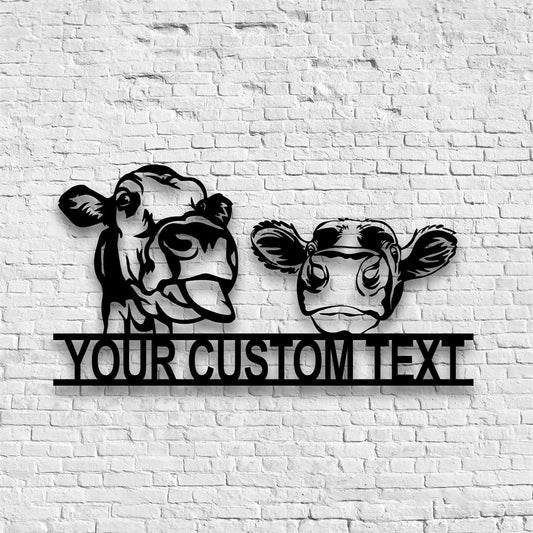 Farm Metal Sign, Custom Peeking Cow Farmhouse Decorative Metal Wall Hangings, Farm Metal Wall Hangings, Farm Metal Artwork