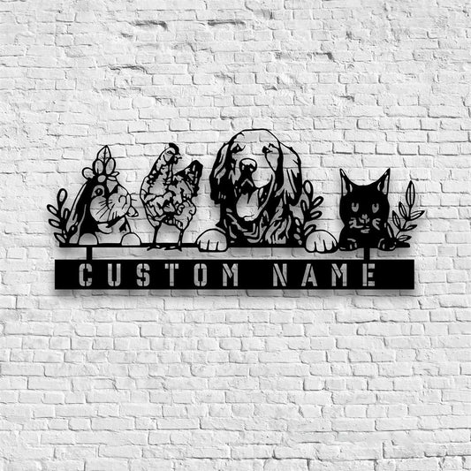 Farm Metal Sign, Custom Rabit Chicken Dog Cat Farm Farmhouse Custom Metal Sign, Farm Metal Wall Hangings, Farm Metal Artwork