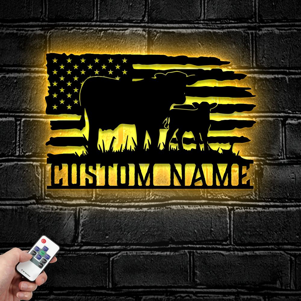 Farm Metal Sign, Custom Us Flag Cow Farmhouse Handmade Metal Sign, Farm Metal Wall Hangings, Farm Metal Artwork