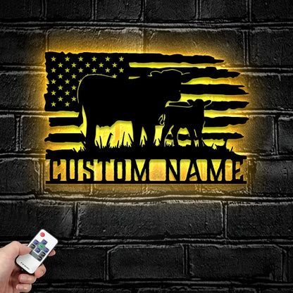 Farm Metal Sign, Custom Us Flag Cow Farmhouse Handmade Metal Sign, Farm Metal Wall Hangings, Farm Metal Artwork