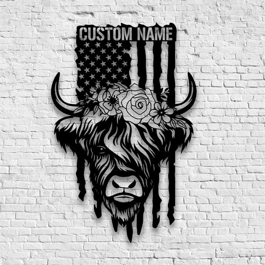 Farm Metal Sign, Custom Us Highland Cow Farmhouse Metal Wall Art Decor, Farm Metal Wall Hangings, Farm Metal Artwork