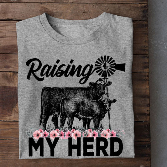Funny Mother's Day Cow T-shirt, Raising My Herd T Shirt, Farm T shirt, Farmers T Shirt, Farm Oufit