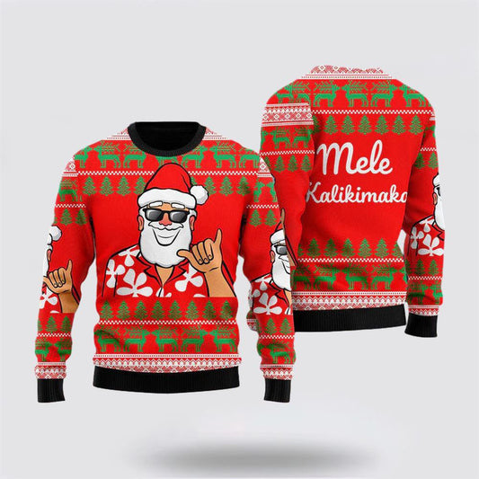 Hawaii Santa Claus Funny Ugly Christmas Sweater For Men And Women, Christmas Gift, Christmas Winter Fashion