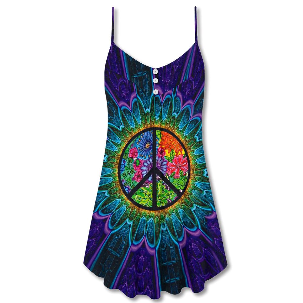 Hippie Sign Style Lover Hippie Spaghetti Strap Summer Dress For Women On Beach Vacation, Hippie Dress, Hippie Beach Outfit