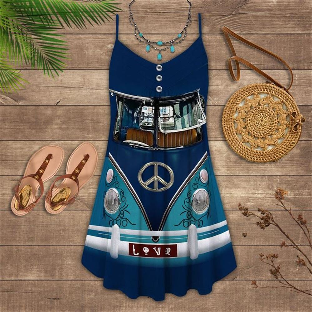 Hippie Van Retro Cool Love Summer Dress For Women On Beach Vacation, Hippie Dress, Hippie Beach Outfit