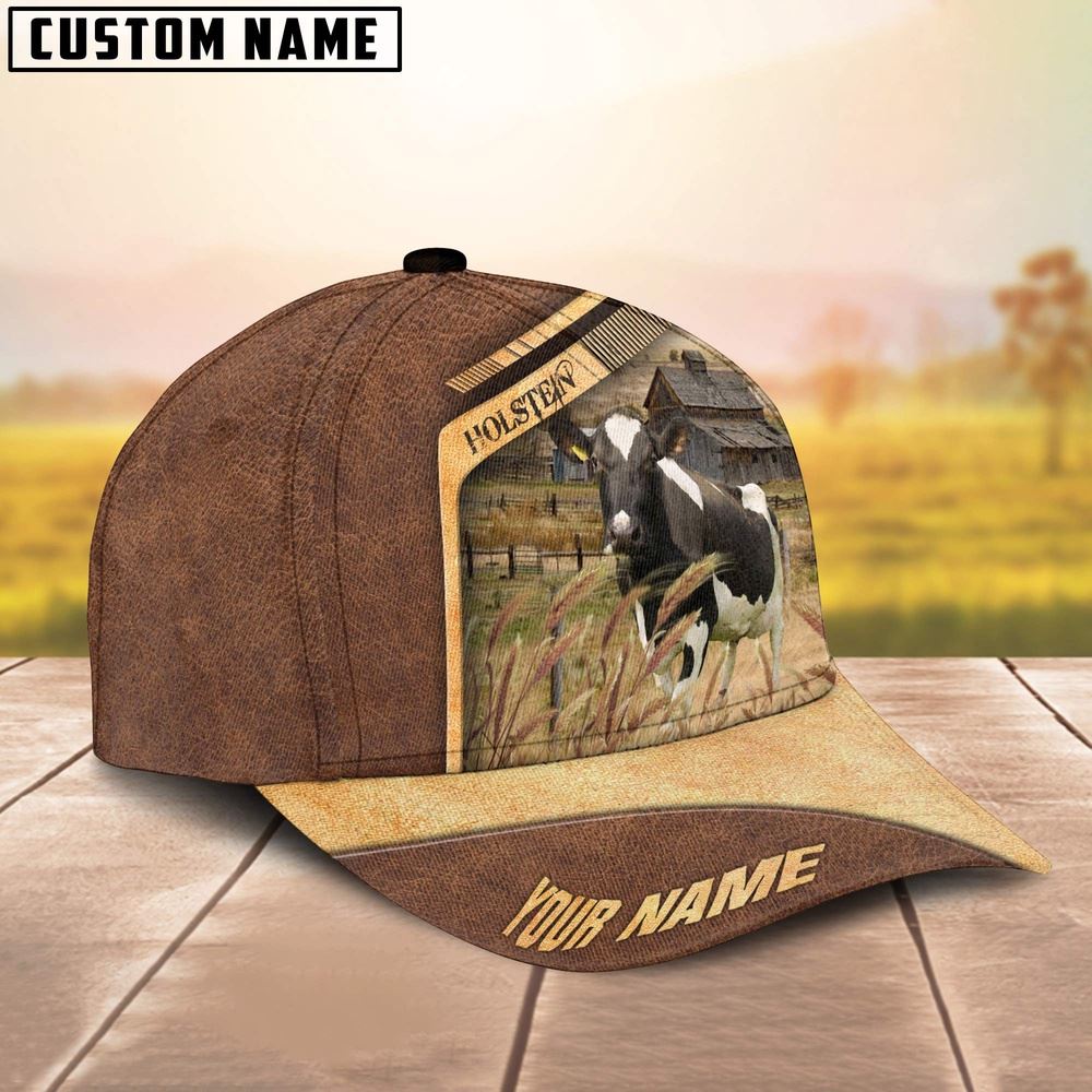 Holstein Cattle Customized Name Brown Farm Cap, Farm Cap, Farmer Baseball Cap, Cow Cap, Cow Gift, Farm Animal Hat