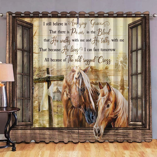 I Still Believe In Amazing Grace Horse Premium Window Curtain - Christian Window Curtain - Religious Home Decor
