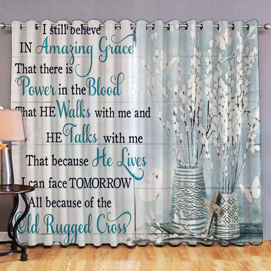 I Still Believe In Amazing Grace Large Premium Window Curtain - Christian Window Curtain Home Decor - Religious Window Curtain