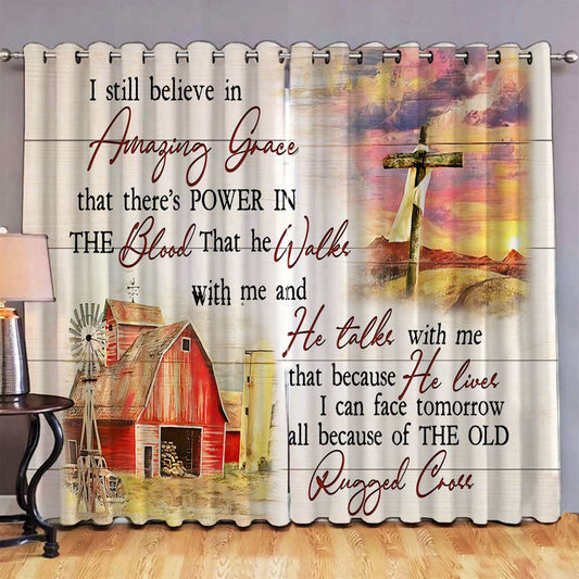 I Still Believe In Amazing Grace Premium Window Curtain - Bible Verse Premium Window Curtain - Christian Home Decor