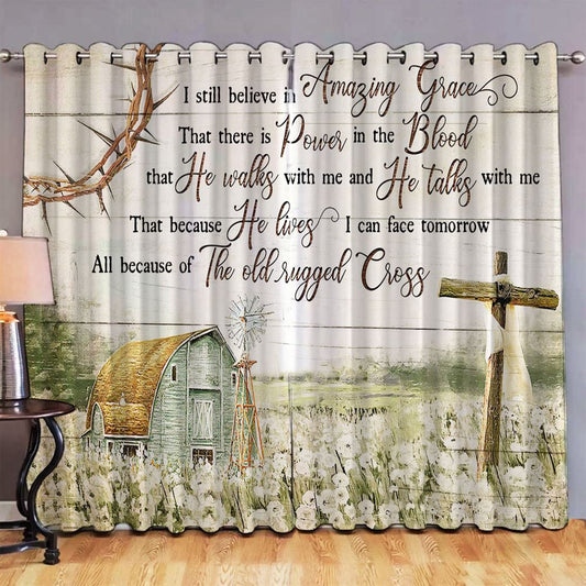 I Still Believe In Amazing Grace Premium Window Curtain - Bible Verse Window Curtain - Christian Home Decor