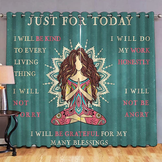 I Will Be Grateful For My Many Blessing Hippie Boho Premium Window Curtain -Encouragement Gifts for Women