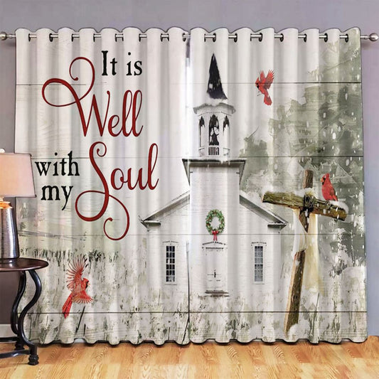 It Is Well With My Soul Country Church Premium Window Curtain - Religious Wall Decor - Christian Window Curtain