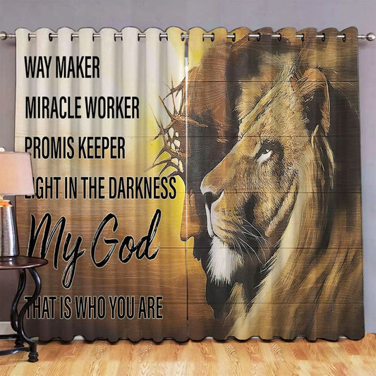 Jesus And Lion Picture - My God That Is Who You Are Window Curtain - Jesus Christ Window Curtain