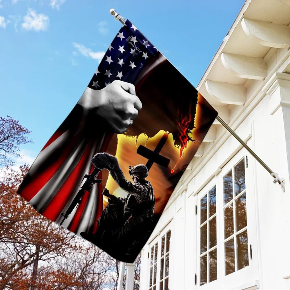 Jesus Christian Veteran American House Flag, Christian Flag, Christian Garden Flags, Religious Flag
