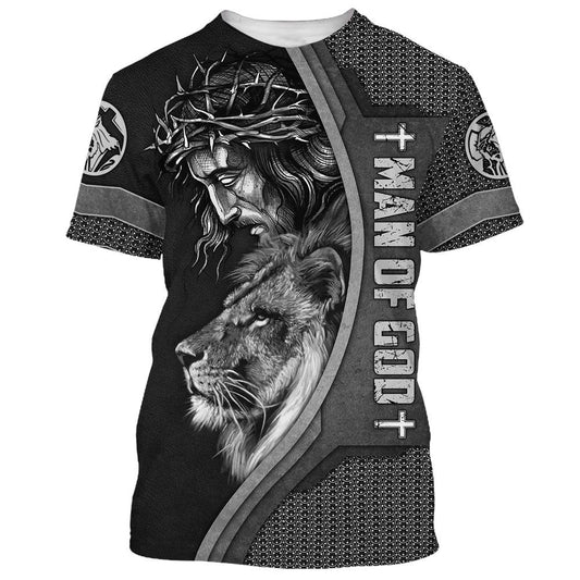 Jesus Crown Of Thorns And Lion All Over Print 3D T-Shirt, Christian 3D T Shirt, Christian T Shirt, Christian Apparel