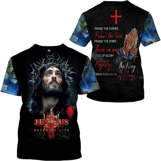 Jesus Crown Of Thorns Jesus Saved My Life All Over Print 3D T-Shirt, Christian 3D T Shirt, Christian T Shirt, Christian Apparel