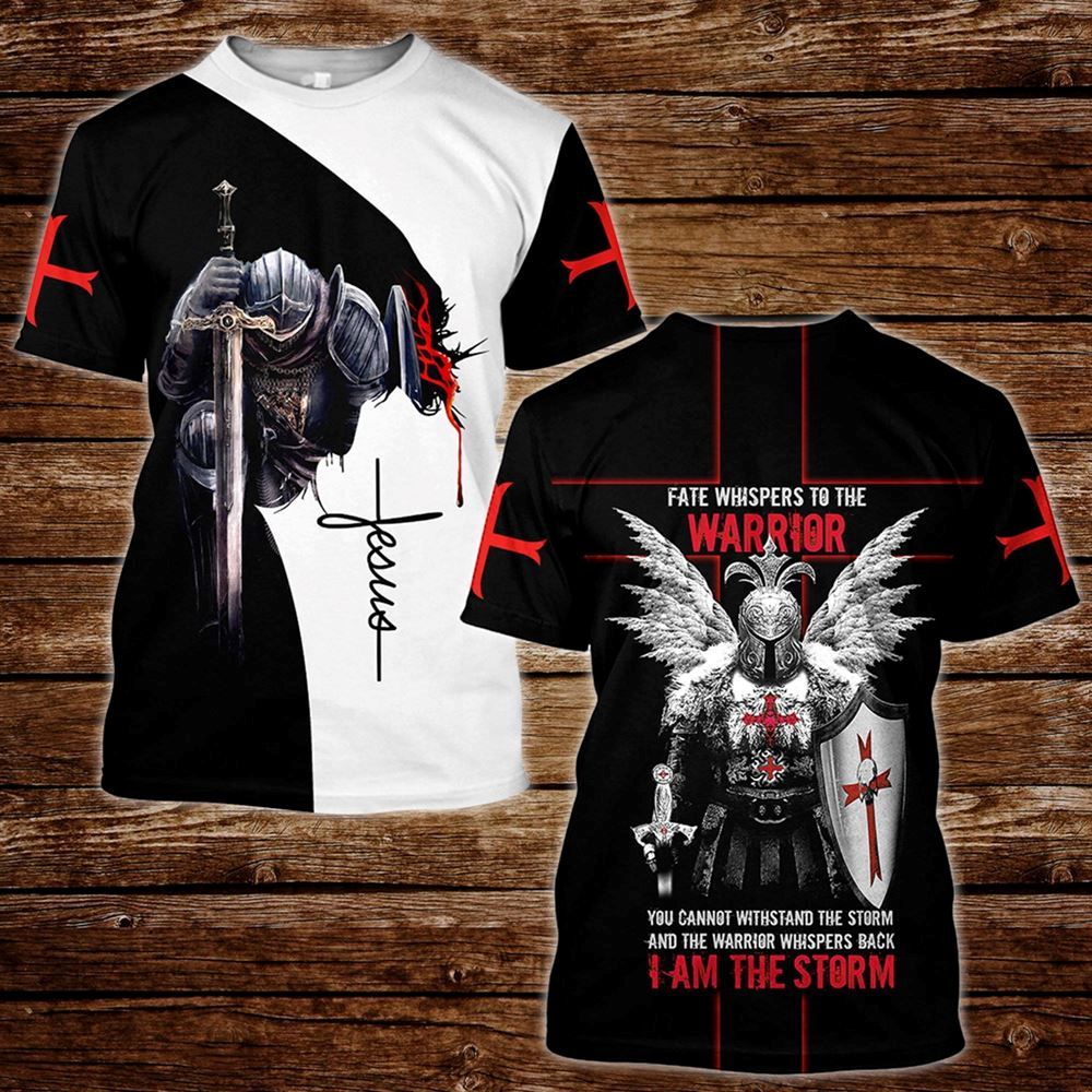 Jesus Knight Templar I Am The Storm Jesus Unisex All Over Print 3D T Shirt, Christian 3D T Shirt, Christian Gift, Christian T Shirt