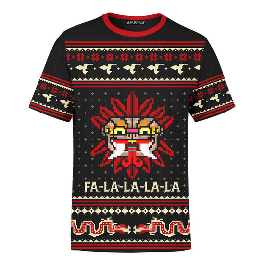 Mexico 3D T Shirt, Falalala Aztec Aztec Maya Mexica Christmas All Over Print 3D T Shirt, Mexican Aztec Shirts