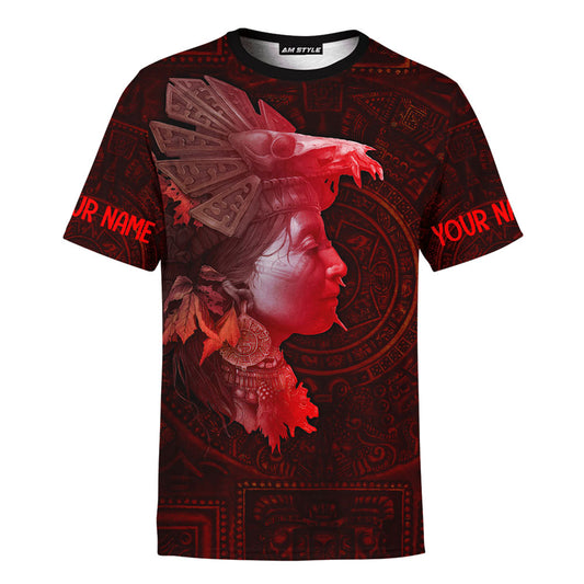 Mexico 3D T Shirt, The Aztec Women Maya Aztec All Over Print 3D T Shirt, Custom Mexican T Shirt, Mexican Aztec Shirts