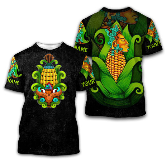 Mexico 3D T Shirt, The Maya Maize God Maya Aztec Calendar Name All Over Print 3D T Shirt, Custom Mexican T Shirt, Mexican Aztec Shirts
