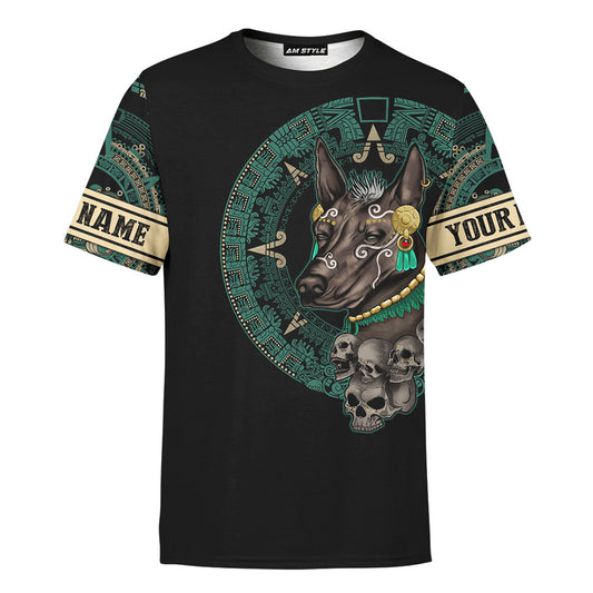 Mexico 3D T Shirt, Xlotl Mictlan Dog God Maya Aztec All Over Print 3D T Shirt, Custom Mexican T Shirt, Mexican Aztec Shirts