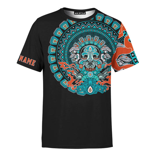 Mexico 3D T Shirt, Xochipilli Aztec Mexican Mural Art All Over Print 3D T Shirt, Custom Mexican T Shirt, Mexican Aztec Shirts