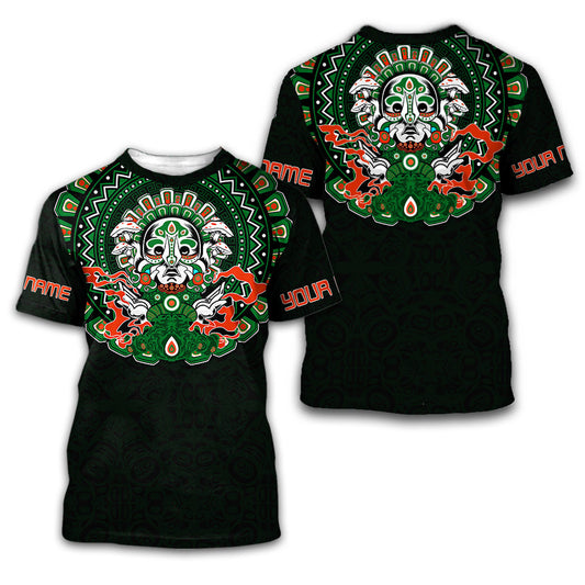 Mexico 3D T Shirt, Xochipilli Aztec Mexican Mural Art Name All Over Print 3D T Shirt, Custom Mexican T Shirt, Mexican Aztec Shirts