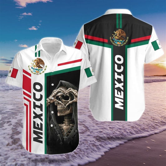 Mexico Hawaiian Shirt, Reaper Love Mexico Hawaiian Shirt, Mexican Aloha Shirt