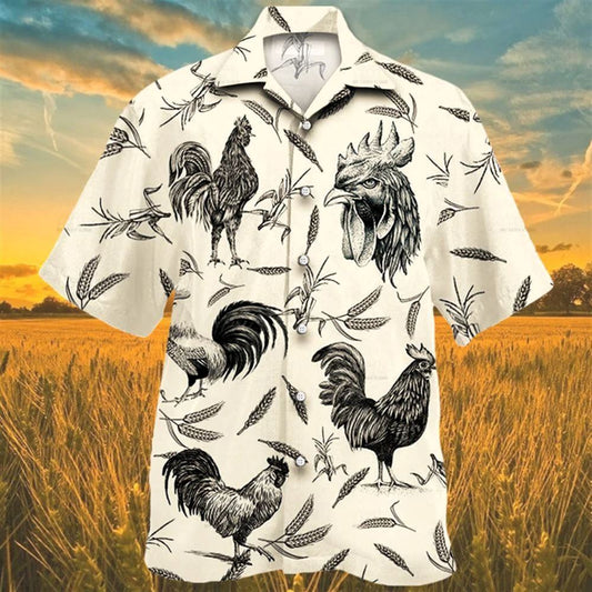 Mexico Hawaiian Shirt, Rooster Farm Lovers Hawaiian Shirt, Animal Farm Rooster Men Hawaiian Shirts, Mexican Aloha Shirt