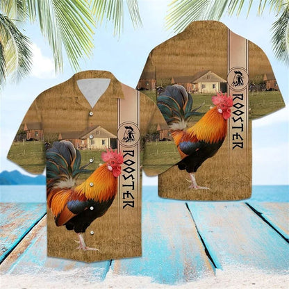 Mexico Hawaiian Shirt, The Beauty Of Rooster In Meadow Hawaiian Shirt, Mexican Aloha Shirt