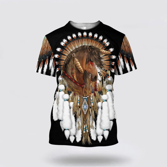 Native American T Shirt, Horse Pride Native American 3D All Over Printed T Shirt, Native American Graphic Tee For Men Women