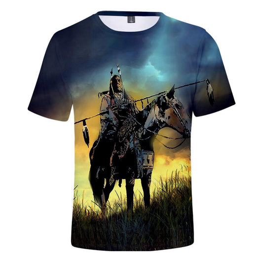 Native American T Shirt, Horse Riding Native American 3D All Over Printed T Shirt, Native American Graphic Tee For Men Women